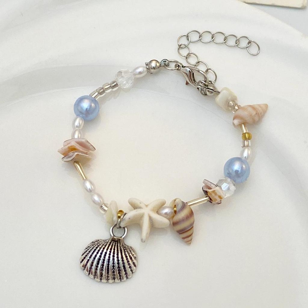 French Retro Crystal Beaded Pearl Bracelet for Women - Purple, Niche Design
