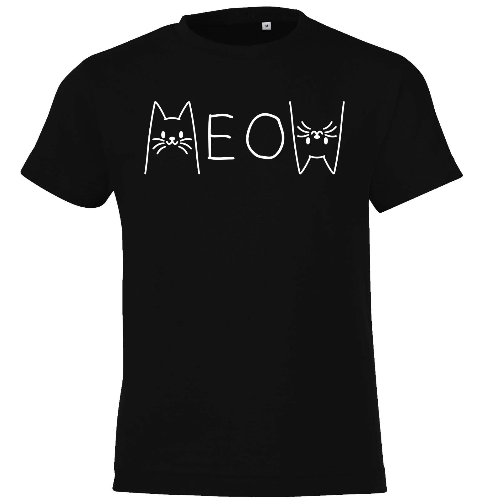 Youth Designz MEOW Kids kids boys T-Shirt Boy Girl Cat Cat Cute Funny 100