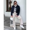 Women's Aviator Black Jacket Wool Blends Coats Cropped Bomber Jacket  Autumn Winter Demi-season Crop Jacket Outerwears