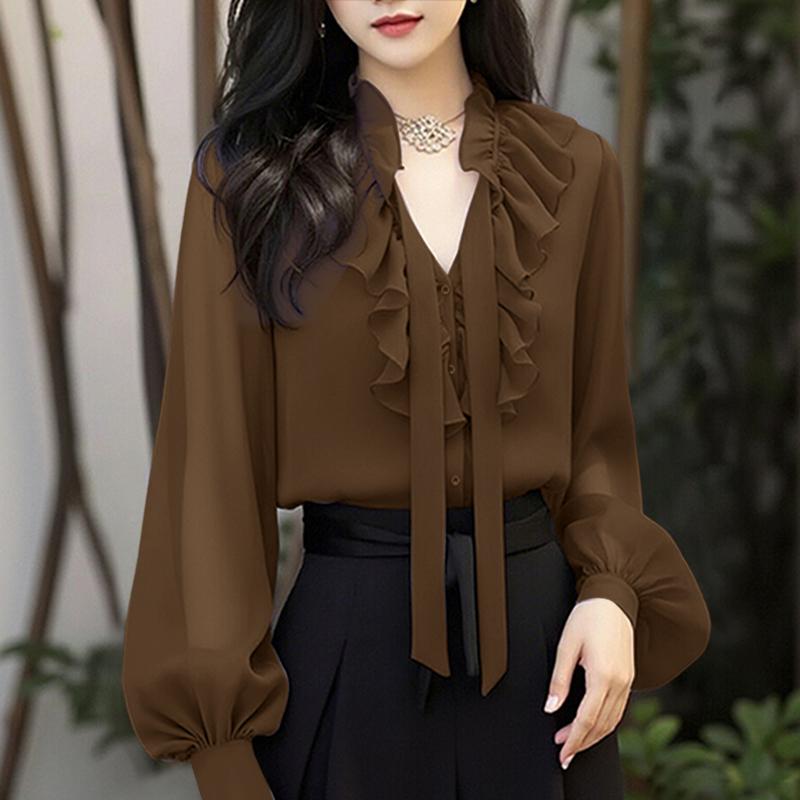 

ZANZEA Women Ruffles V-Neck Casual Long Sleeve Blouse S