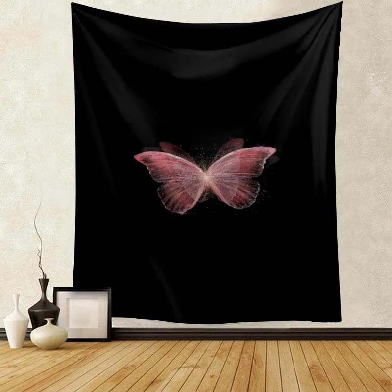 Exquisite Black Butterfly Print Tapestry Women Room  Fabric Decoration Wall Covering