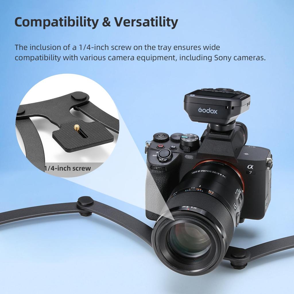 GODOX Dual Flash Mount Flexible Flash Aluminum Rotatable Standard Compatible with DSLR Cameras MF-DB Bracket, Alloy, 360° Head, Multi-Angle