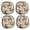4pcs Braided Design Woven Drink Coasters Round Shape Cotton Coasters  For Daily Household Use