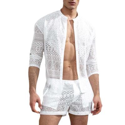 Men's Fashion Suit: Long-Sleeved Shirt with Casual Shorts - Summer Sportswear Matching Set