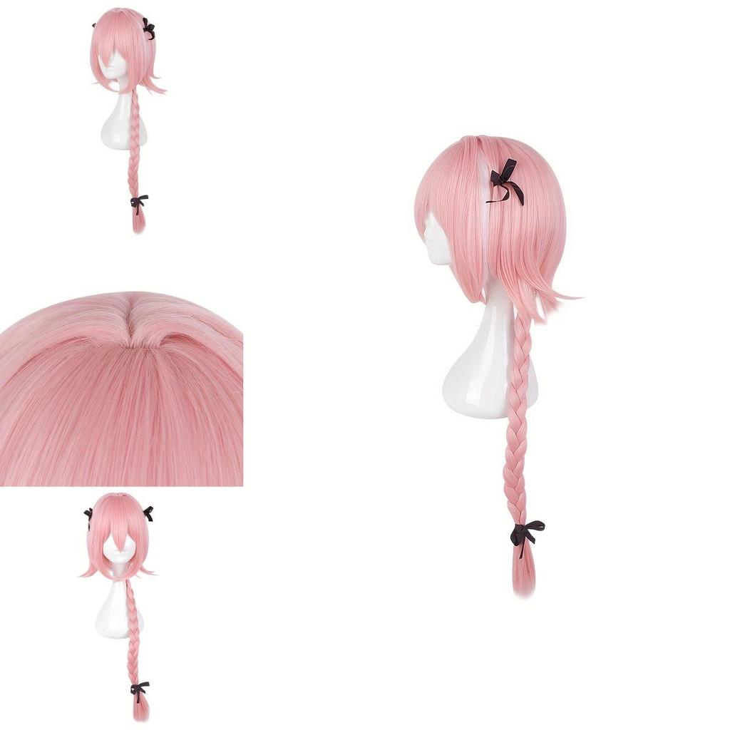 Fate Apocrypha Astolfo Cosplay Wig With Pink Single Braids For Anime Costume Enthusiasts