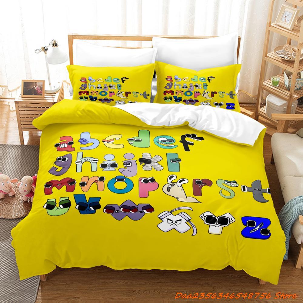 Comforter 26 Alphabet Lore Bedding Set Cartoon Anime Three-Piece Set Adult Kid Bedroom Duvet Sets Enlightenment 3D Print Kawaii