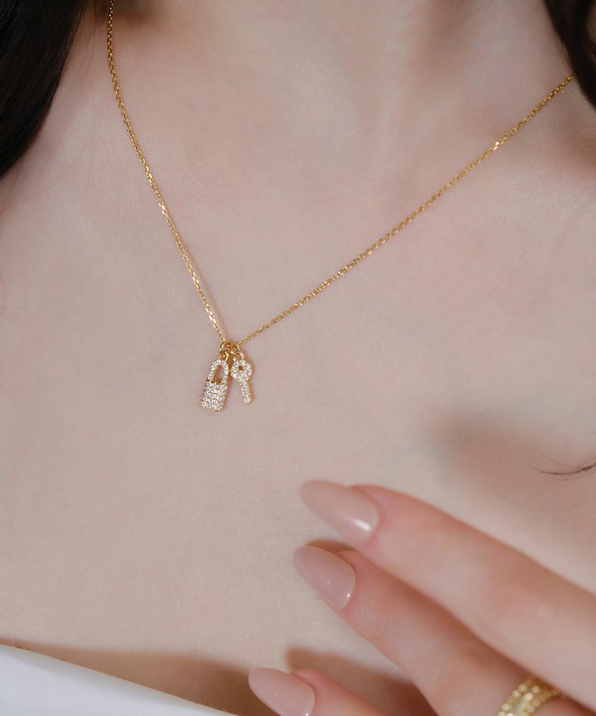 Reve Rock & Key Dq Pave Necklace