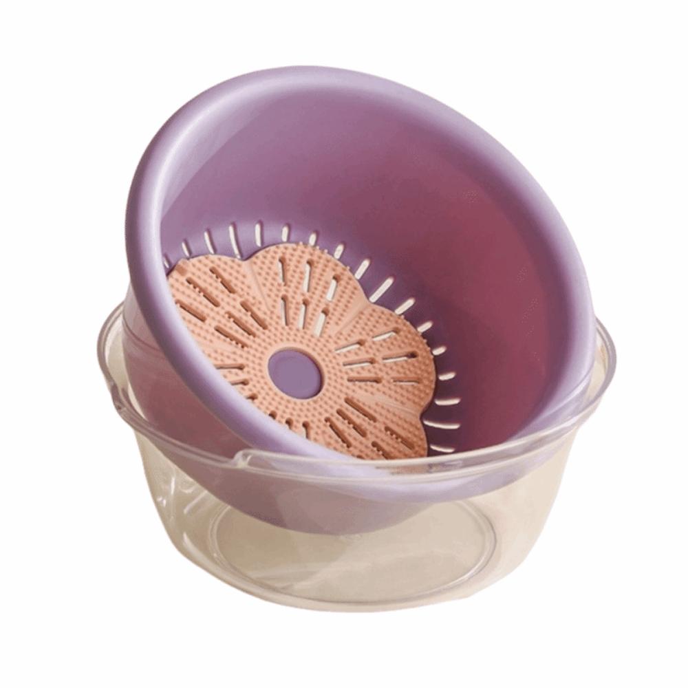 Large Capacity Vegetable Washing Basket Plastic Double Layer Draining Basket Kitchen Use