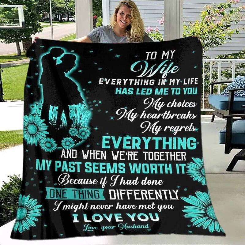 To My Wife/husband/Daughter/Son/Mom/Sister Blanket Custom Blanket Gift Air Mail Letter Blanket Family Gift Best Wish for Her/him