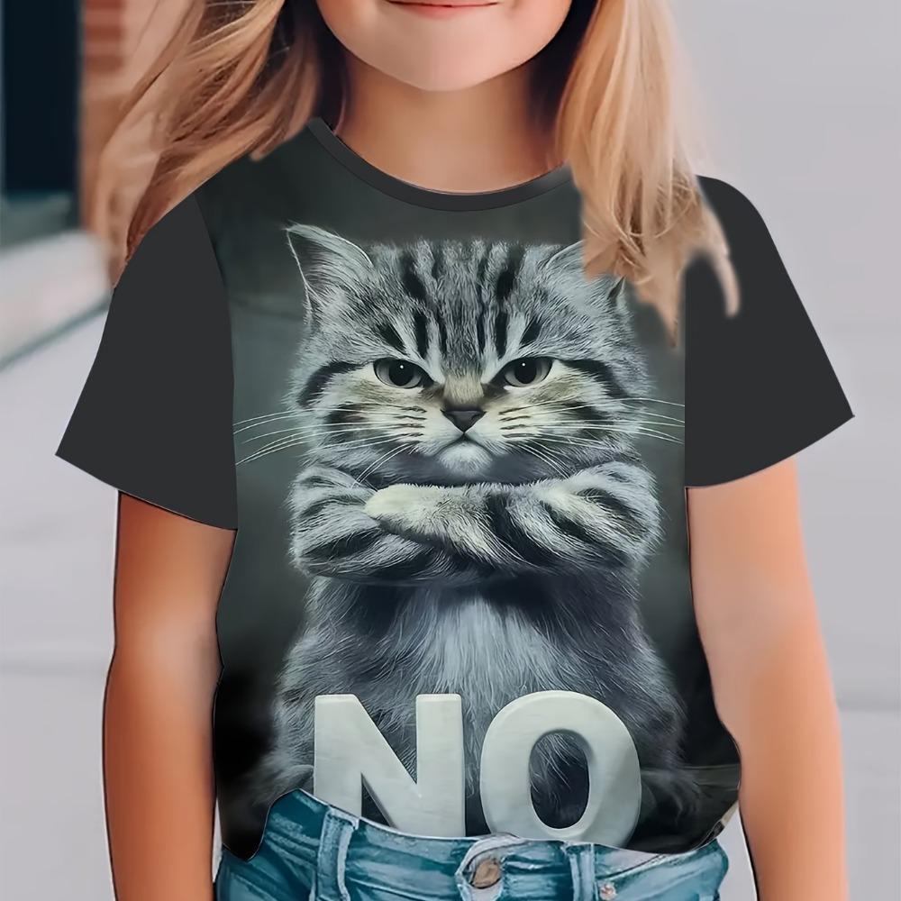 Children's Clothing Girl T-Shirt Short Sleeve 3D Cute Animals Print Kids Summer Clothes Casual Outdoor Graphic Boys Tshirt Tops