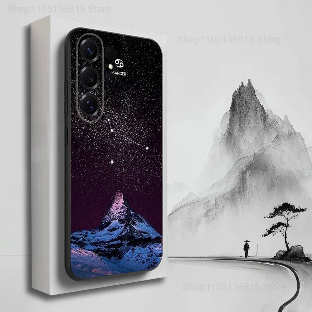 Constellation Art Twelve Phone Case For Samsung S22,S21,S20,S10,S9,S25,S24,S23,Ultra,FE,Plus,Lite,Soft Silicone Black