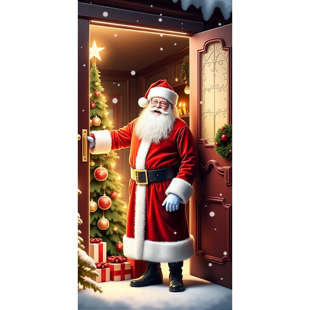 

Santa Claus Open the Door Linings For Christmas Doors Home Kitchen Christmas Decorations Door Cover Cloth Outdoor Garden Decors