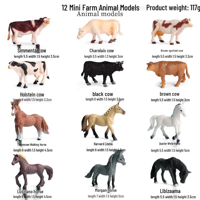 Children's Cognitive Animal Model Toy: Yellow Cow, Buffalo, Rhinoceros, Zebu, Bison, Bull Figurine.