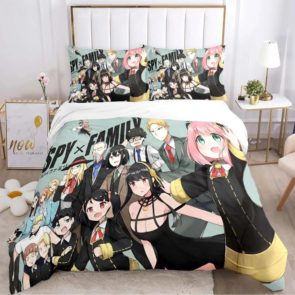 Spy X Family Girl Anya Bedding Sets Comforter Quilt Bed Cover Cartoon Duvet Cover Pillowcase Kids Adult Size Home Textiles