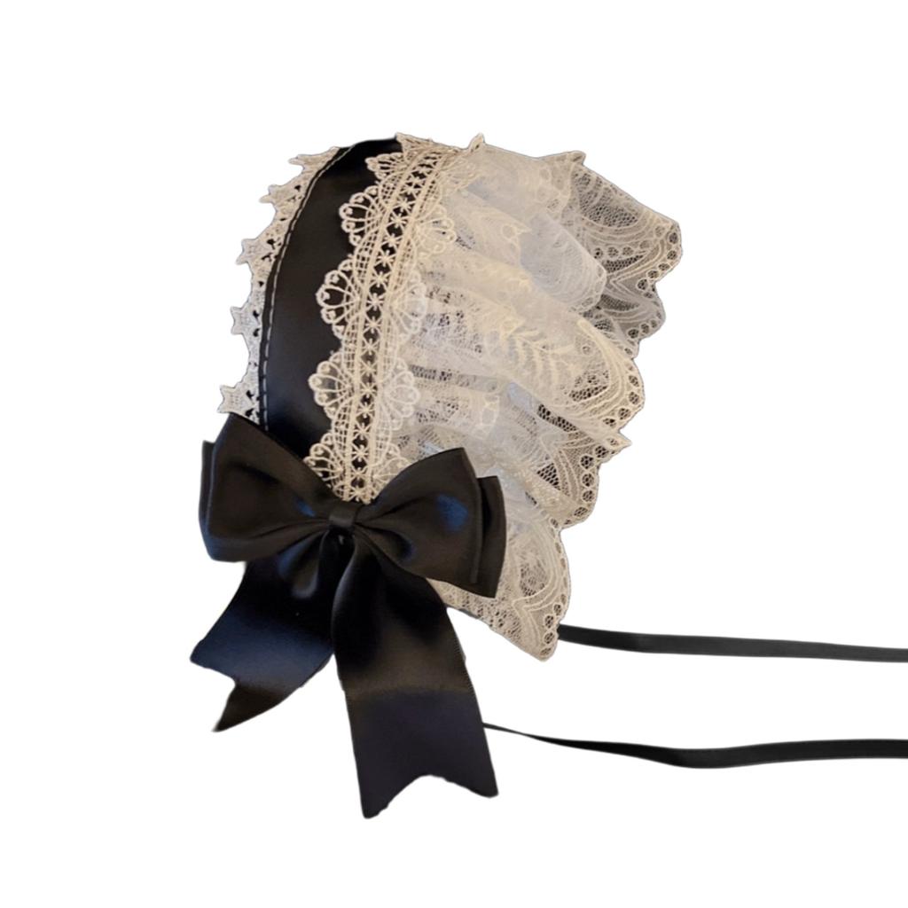 Lolita Headband Adjustable Hair Band Ruffled Lace and Bowknot Headpiece Jewelry for Cosplay and Punk Style Enthusiasts