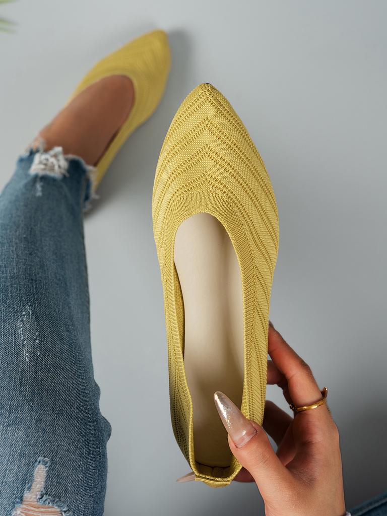 Designer Damen Spitzschuhe Flache Schuhe Einfarbig Gestrickte Slipper Lässige Atmungsaktive Ballerinas Damen Loafers Schuhe