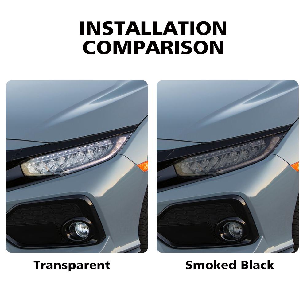 Film de protection pour phares de voiture en TPU PPF pour Honda Civic 10ème 11ème 2016-2026 Film Vinyle Noir Fumée Découpé sur Mesure Anti-Rayures