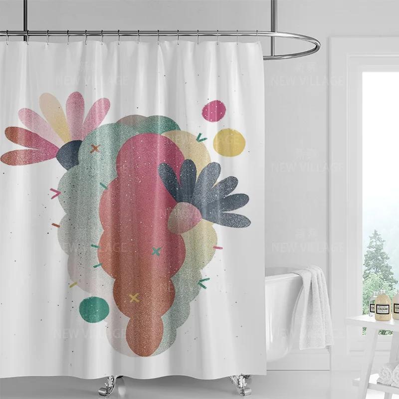 Abstract Art Print Waterproof Shower Curtain - Stylish, Durable & Easy-Care Choice For Contemporary Bathroom Décor