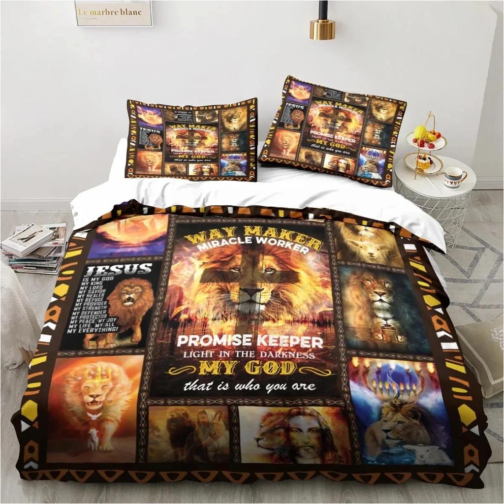 Jesus Christ Christian Religious Bedding Set Duvet Cover Quilt Cover Pillowcase King Queen Size