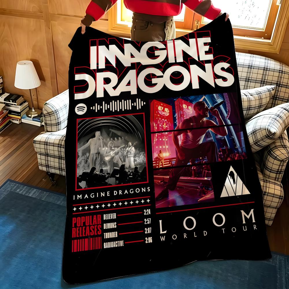 Music I-Imagine D-Dragons Throw Flannel Cozy Print Blanket, Portable, Durable Machine Washable cute Cool