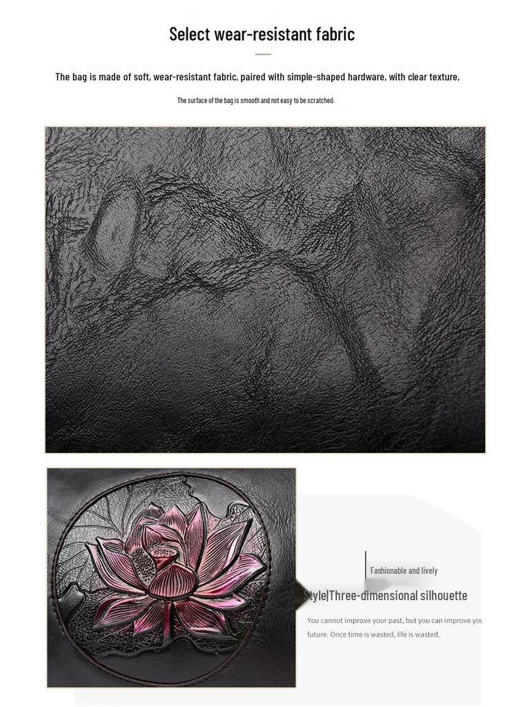 Lotus Print Women's Crossbody Bag: Elegant Autumn/Winter Phone Bag In National Style