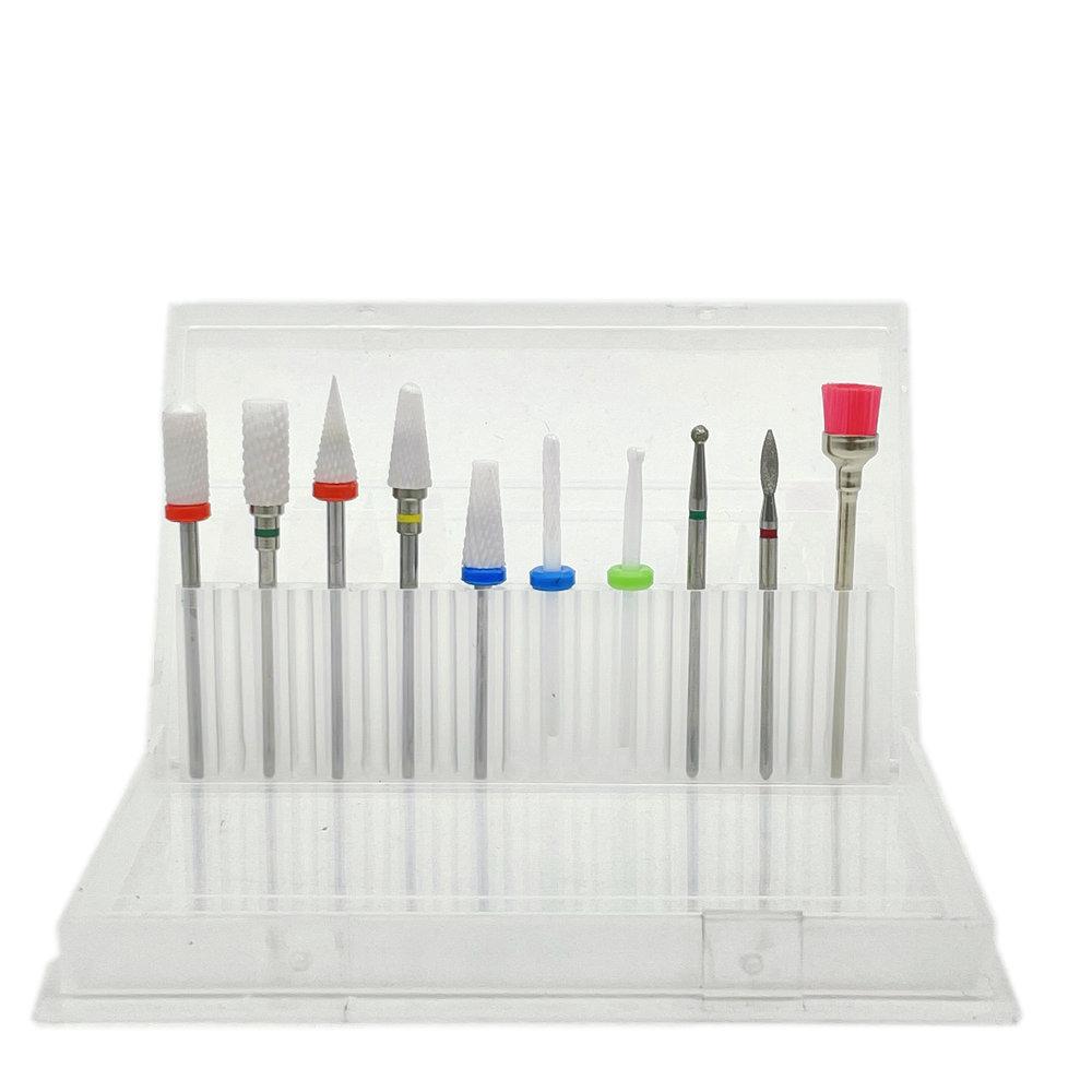 10pcs Manicure Ceramic Nail Drill Bits Set Removing Gel Varnish Drill Manicure Machine Pedicure Nail Bits for Electric Drill