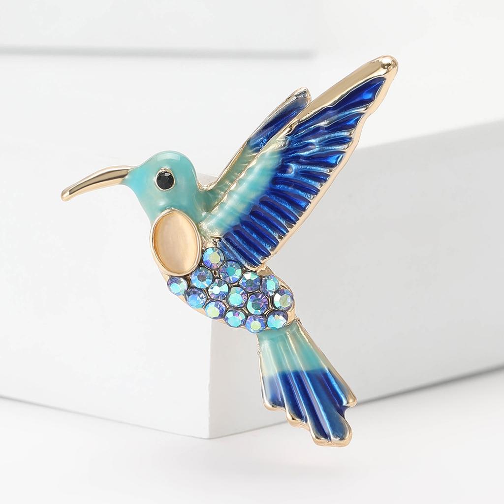 Creative Alloy Enamel Hummingbird Brooch Delicate Cartoon Women'S Suit Coat Corsage Ornament Pin