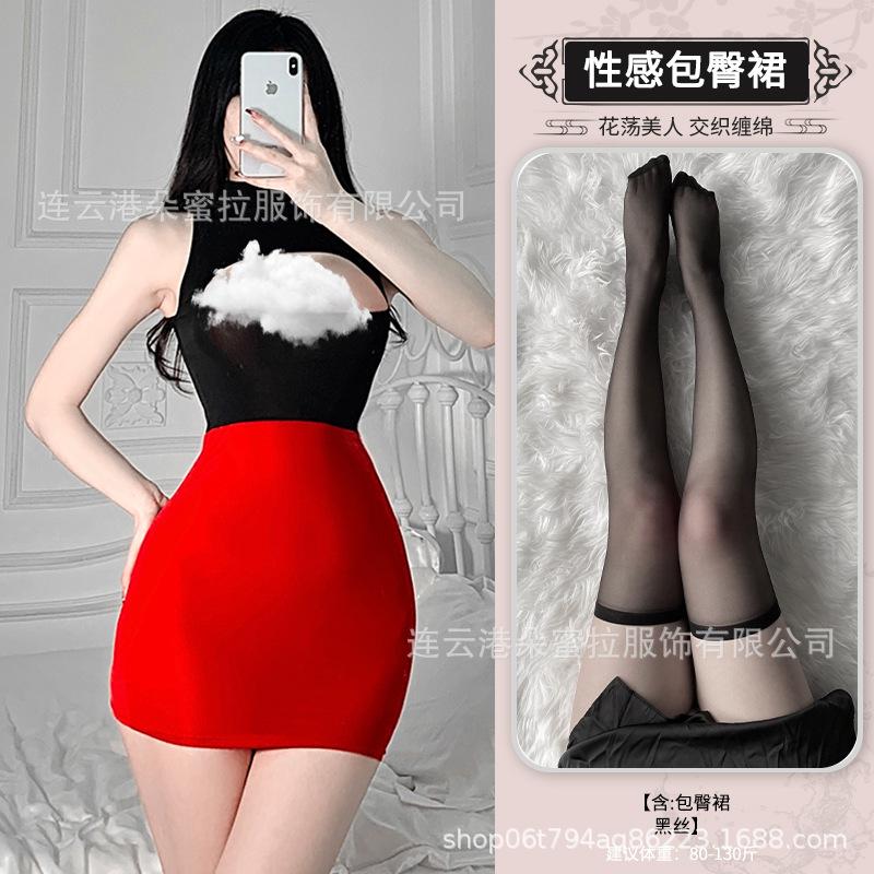 Double-sided wear sexy tight silky transparent skirt nightclub ol scheming miniskirt sexy underwear uniform