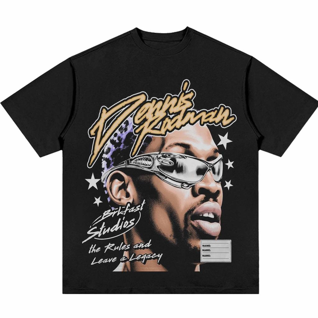 Americanstyle Trendy Casual Versatile Streetwear Print Retro High Street Roundneck Shortsleeved Loose Tshirt