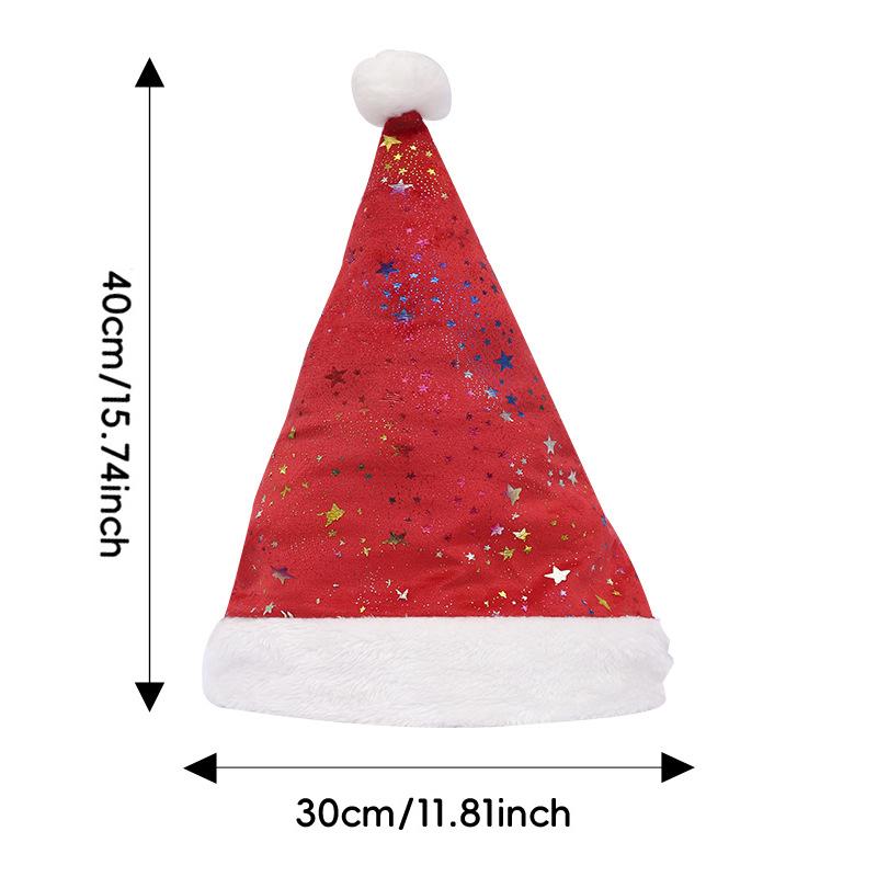 Star Christmas Hat Gold Stamping Soft Plush Red Eve New Year Gift Child Kid Adult Christmas Ornaments Party Outfit Xmas 2026