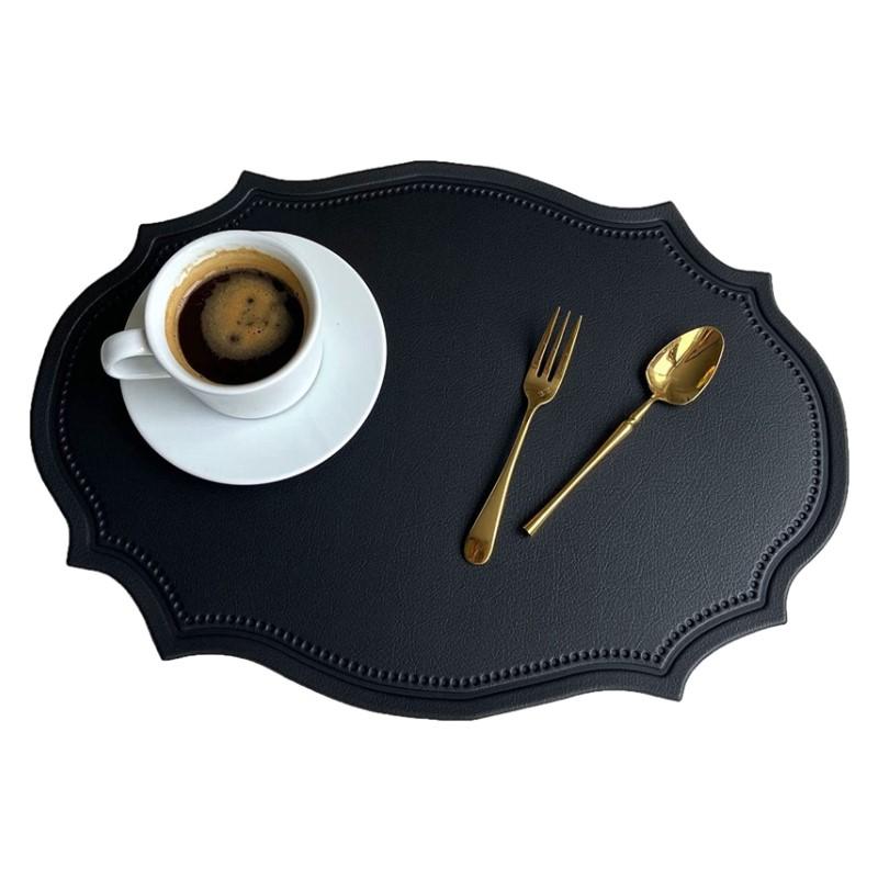 1/4/10PCS Cream Oval Shaped Placemat Nordic Faux Leather Tableware Mat Luxury Insulated Coffee Table Mat Cafe Pad Christmas Gift