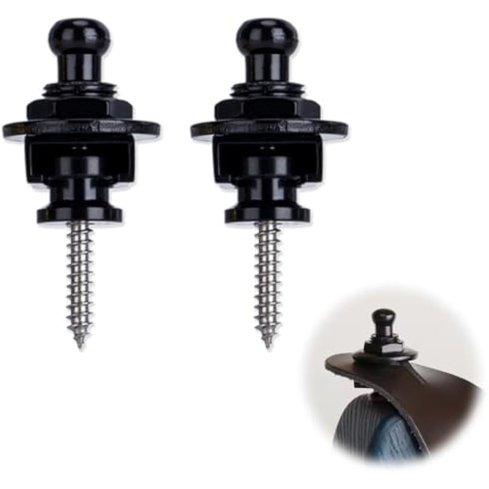 XIANFQNKJ Guitar Strap Locks Set of 2 Strap Pins Metal Black Total Length 3.22cm for Guitar Bass