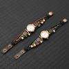 Minimalist Vintage Leather Quartz Watch Women Round Dial 28mm Punk Style Wristwatch With Braided Strap