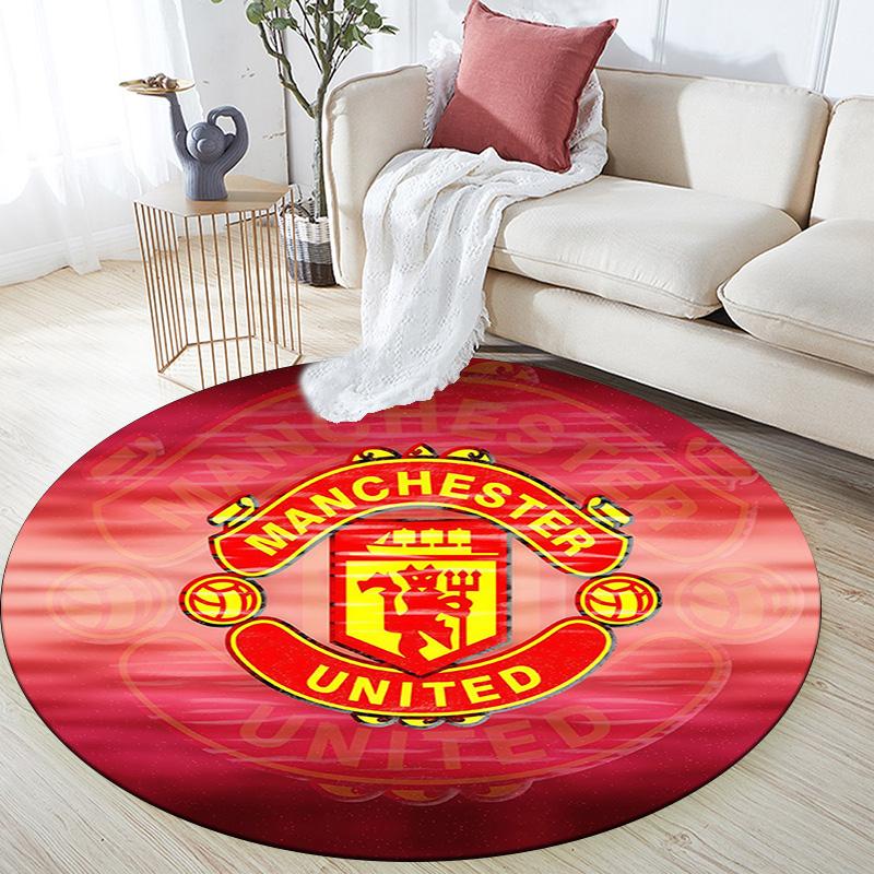 Man Utd2 Round Area Rug,Carpet Rug for Living Room Bedroom Sofa Playroom Decor,Non-slip Floor Mat