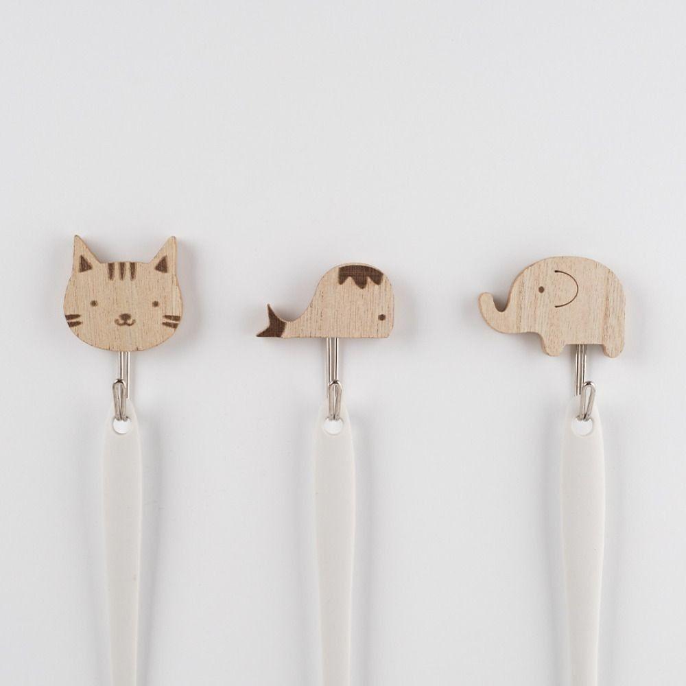 Hickory Wood Animal Hook Cute Design Wall-Mounted Hook Decoration Key Hanging Hook  Wardrobe