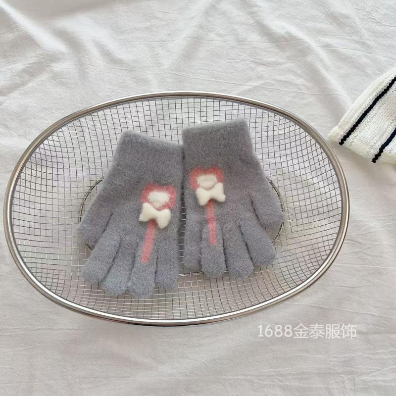 - Years Old Children's Gloves Autumn and Winter Warm Love Lollipop Finger Gloves Girls Fleece Thicker