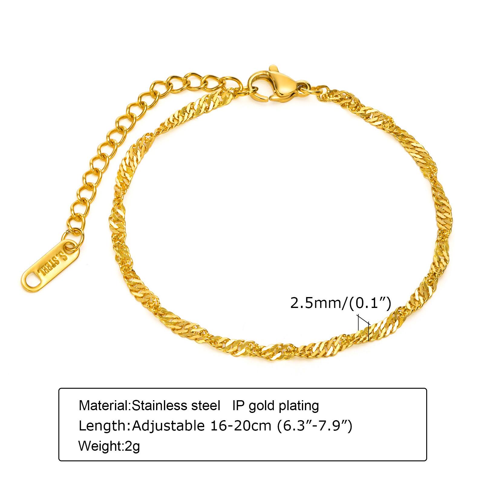Paperclip Chain Bracelet for Women , Rectangle Link Stainless Steel, Adjustable Fashion Jewelry