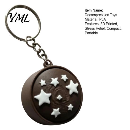 Novelty Chocolate Toast Keychain Simulated Bread Fidget Keychain, 3D Printed Push Button Stress Small Gifts for Friends Relief Toy, Portable