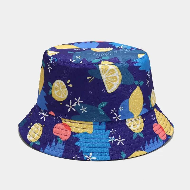 

Spring and Summer Cotton Cartoon Fruit Print Bucket Hat Fisherman Hat Outdoor Travel Sun Cap for Men and Women 92