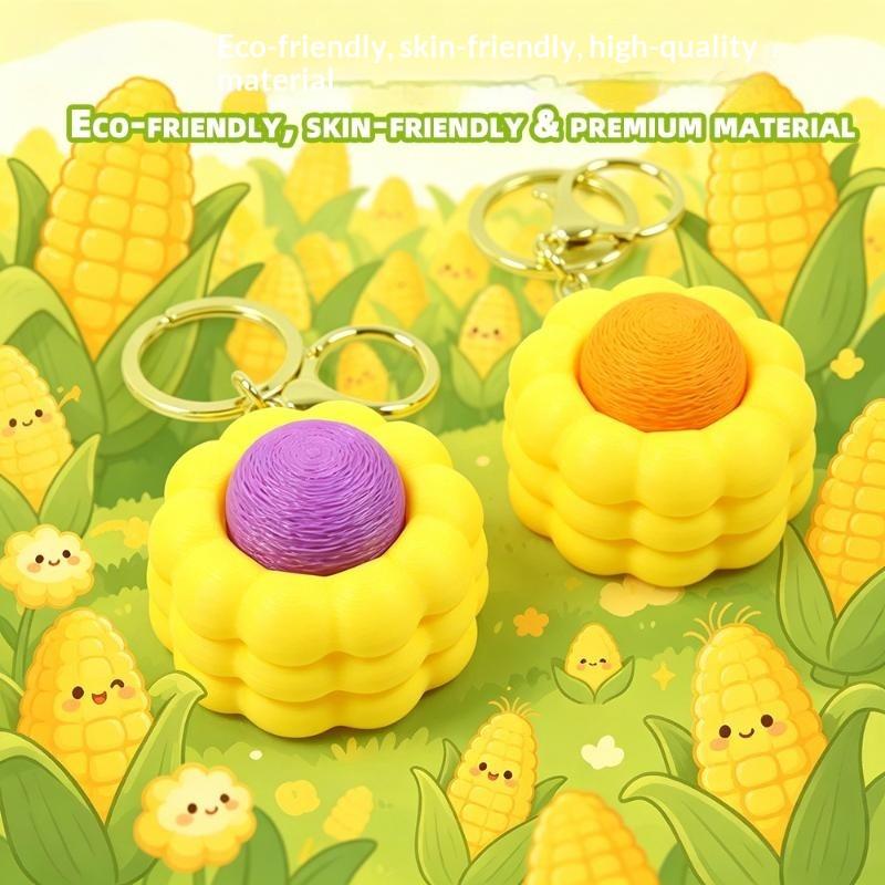 3D Printed Corn Clicker Keychain Durable Stress Relief Fidget Toy Crisp Click Sound for ADHD Kids Adults Relaxing