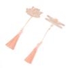 2pcs  Gold Hollow Bookmark with Elegant Tassels Beautiful Stainless Steel Plating Metal Bookmark