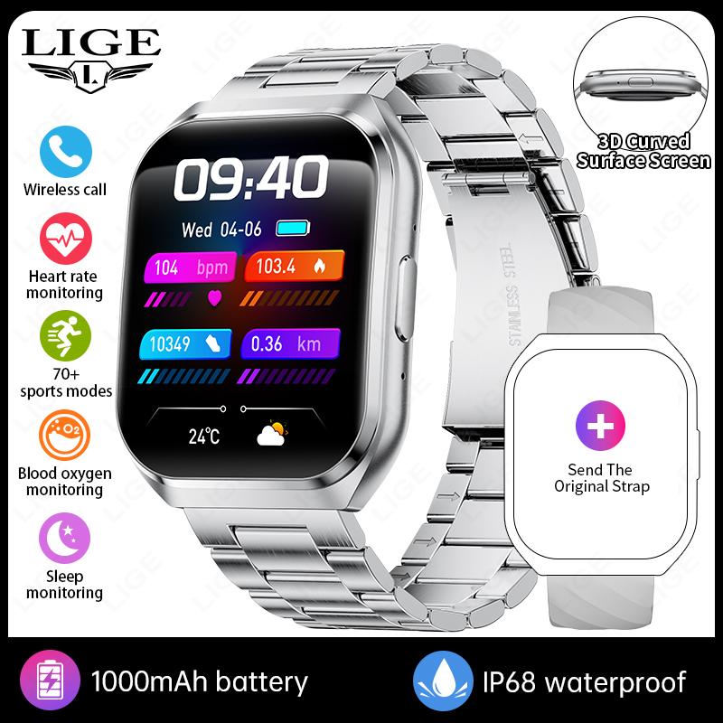 NEW Smartwatch 1000mAh Men Large Capacity Battery 1.83" HD Display Make Answer Call Voice Assistant Outdoor Sports Watches