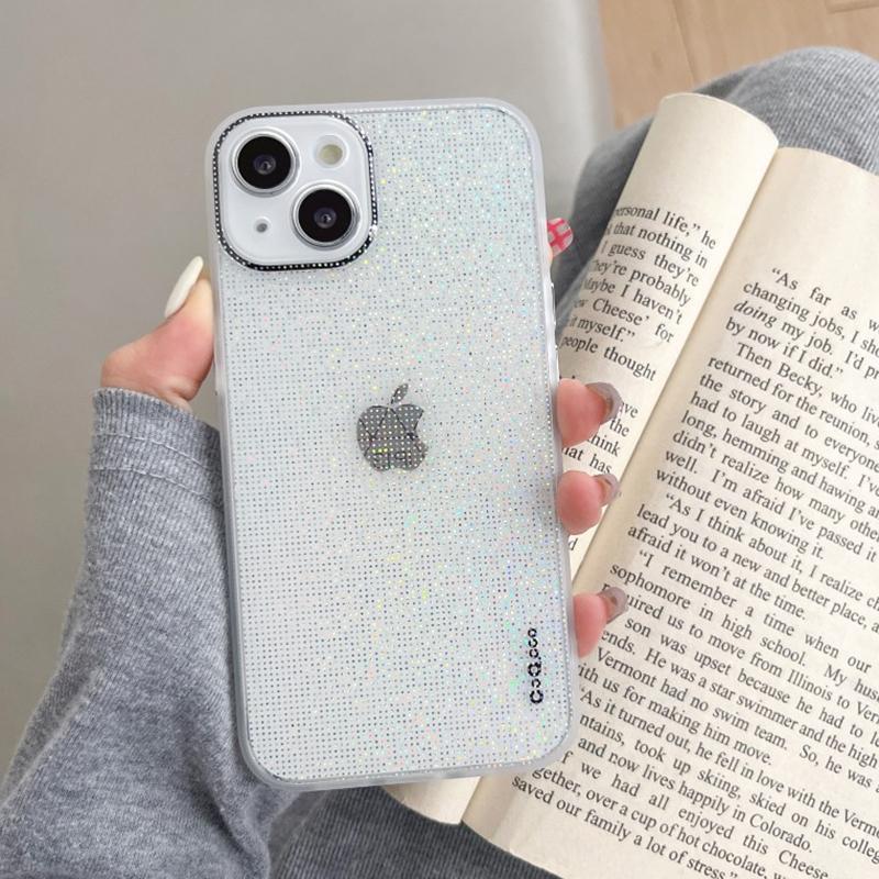 

Q.COO For iPhone 14 Case Soft TPU Bling Refracting Design Phone Cover White