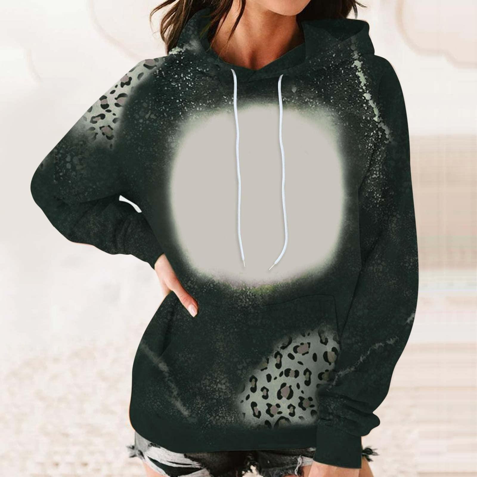 

Женский повседневный модный принт, удобный пуловер с длинными рукавами и капюшоном XXL чёрный