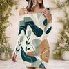 Women Plus Size One Shoulder Long Sleeve Printed Bodycon Mini Dress