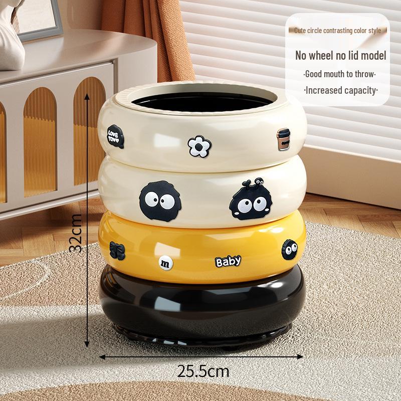 

Sweet Donut Trash Can: Stylish Wheeled Bin with Lid for Kitchen and Living Room