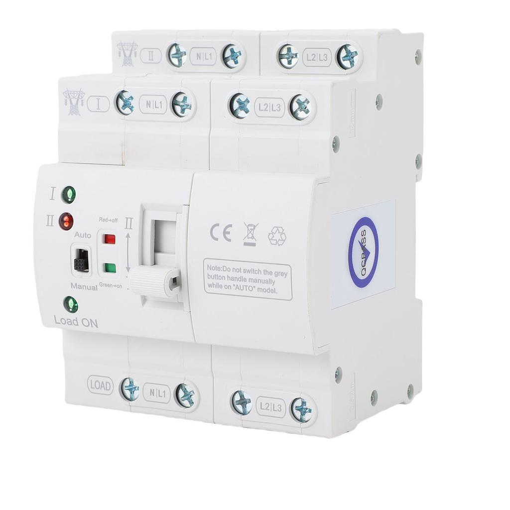   ATS Automatic Manual Transfer   4P 80A Home Generator 3PH Dual Auto Electrical Selector   DIN Rail Mount Super Thin Mains Supply Type