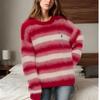 Casual Solid Knit Sweater Ladies V Neck Crew Neck Warm Daily Long Sleeve Blouse
