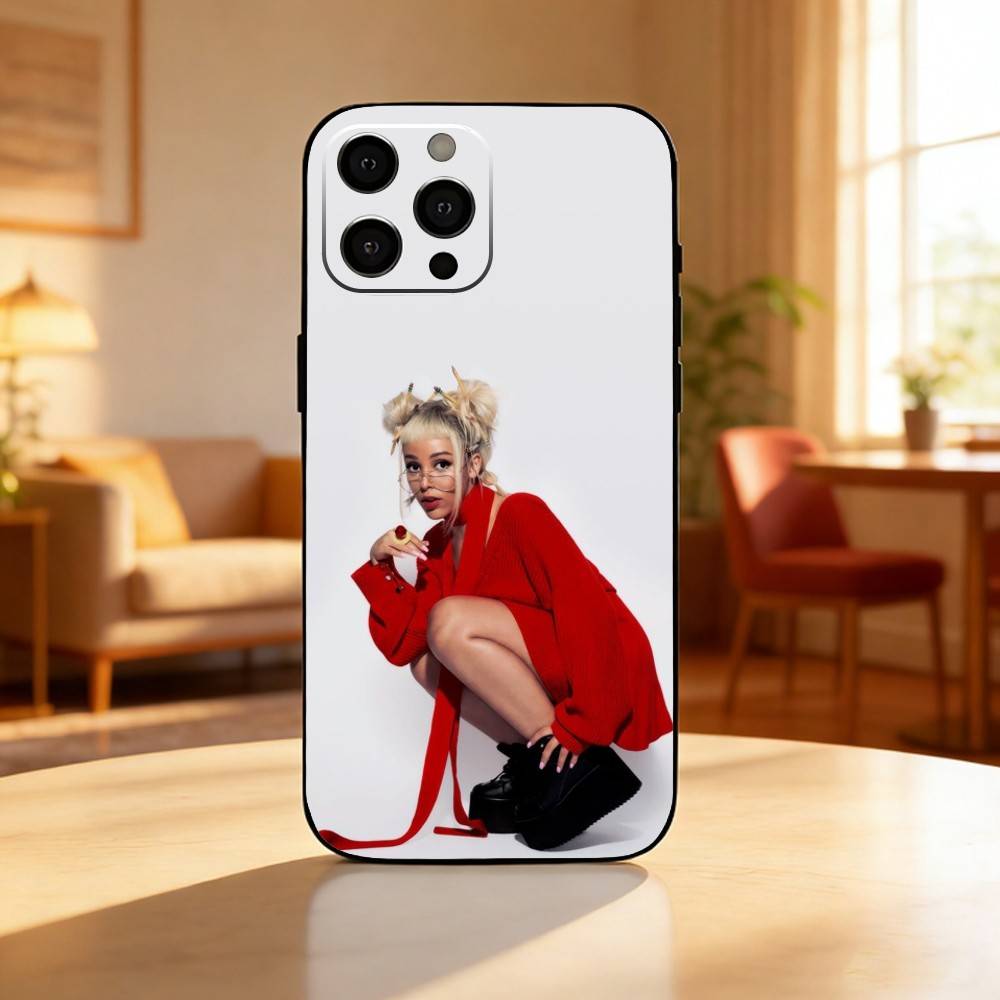 Cute D-DOJA Cat Singer Phone Case For iPhone17,16,15,14,13,12 Plus,Max Soft Silicone Black Cover