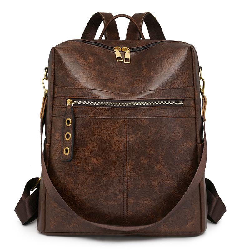 New Casual Backpack Fashionable Versatile Women's Shoulder Bag Large Capacity Soft Leather Texture Mother Bag